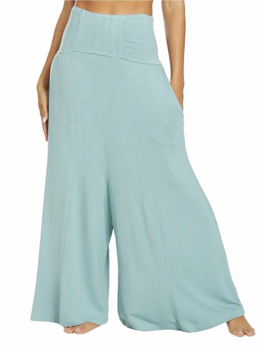 Free People Movement Strapless Palazzo Jumpsuit Pants Blue Size S